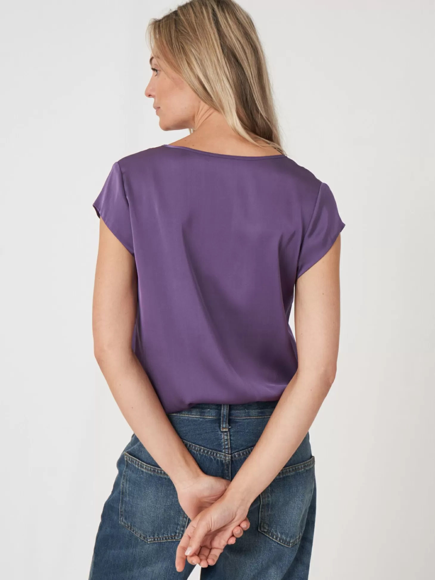 REPEAT cashmere Top Avec Poche Poitrine Amethyst Online