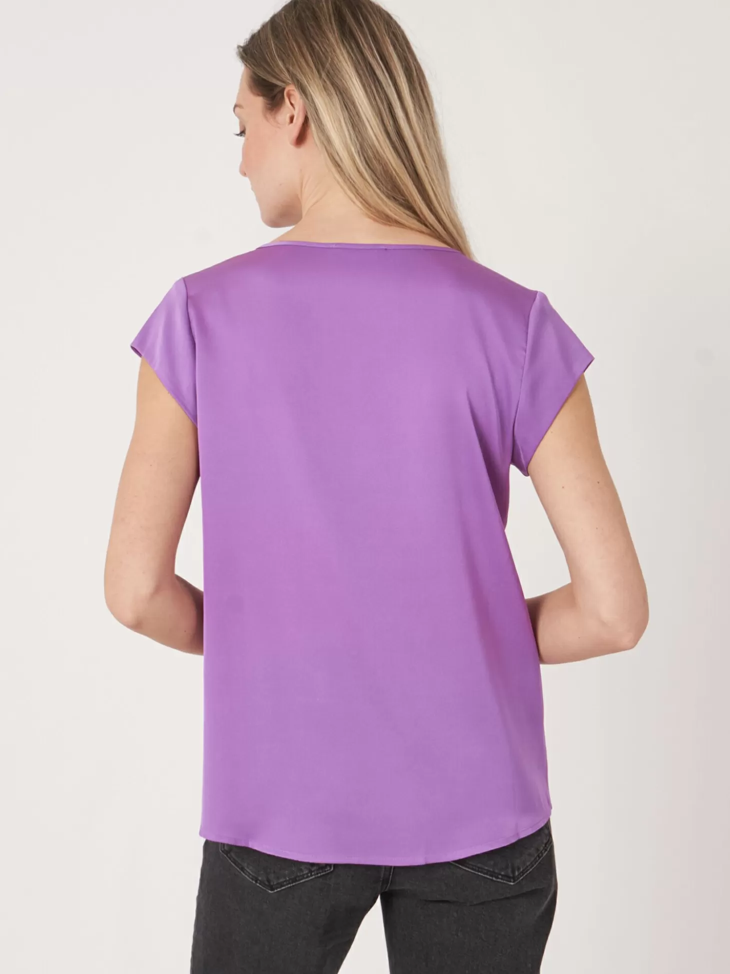 REPEAT cashmere Top Avec Poche Poitrine Lilac Best Sale