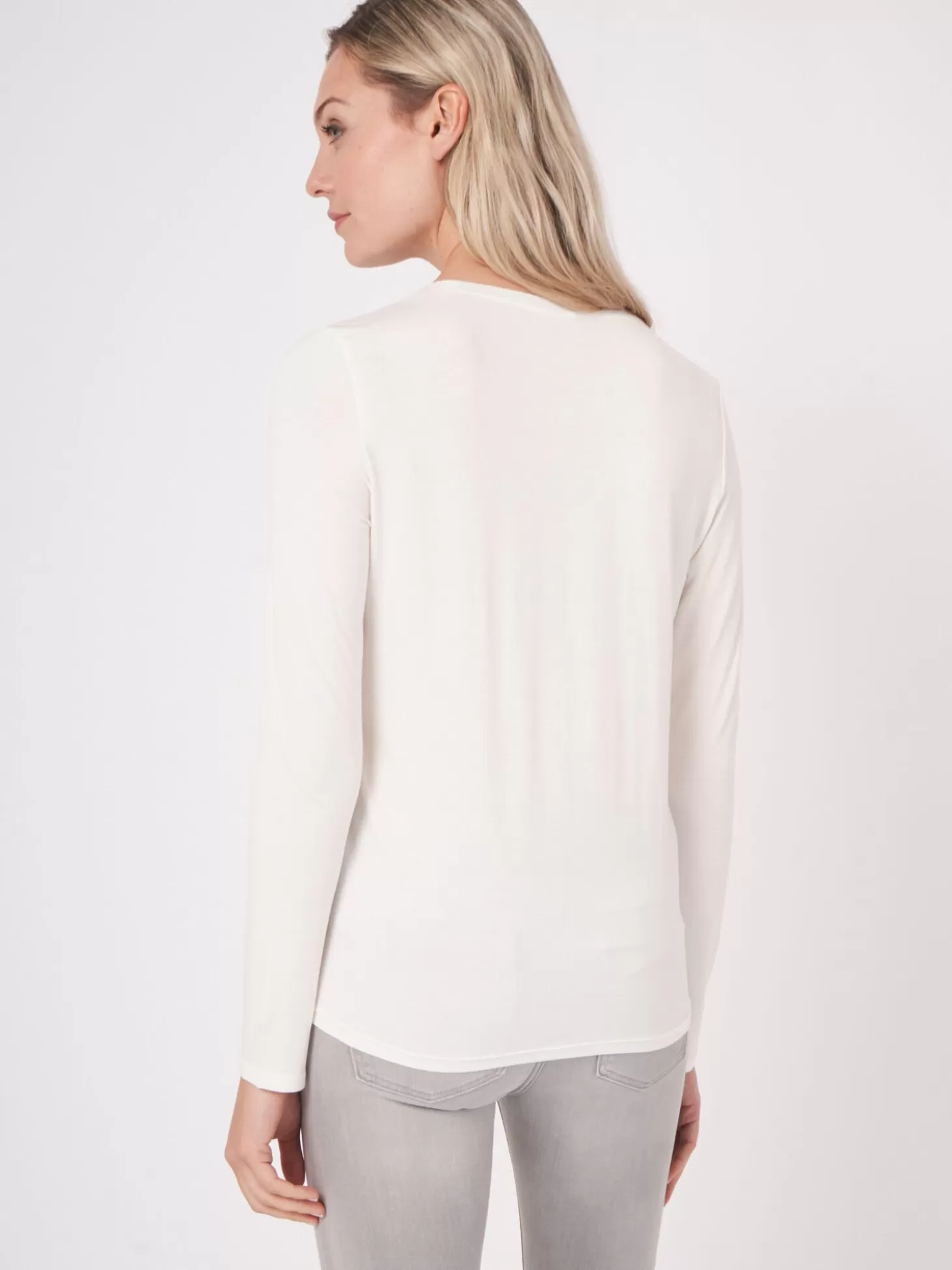 REPEAT cashmere Top Basique A Manches Longues Pour Femme Cream Best Sale