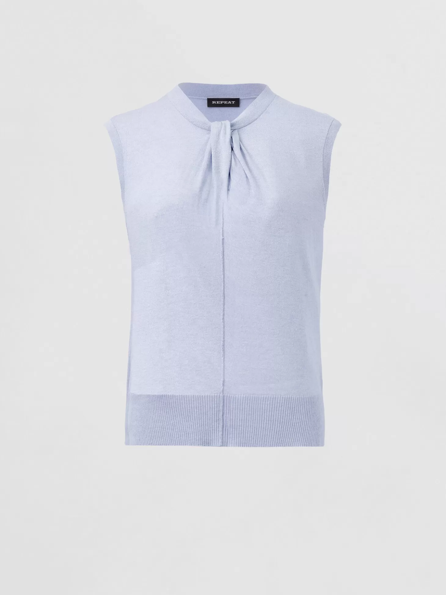 REPEAT cashmere Top En Maille Super Fine Avec Encolure A Noeud Torsade Sky Fashion