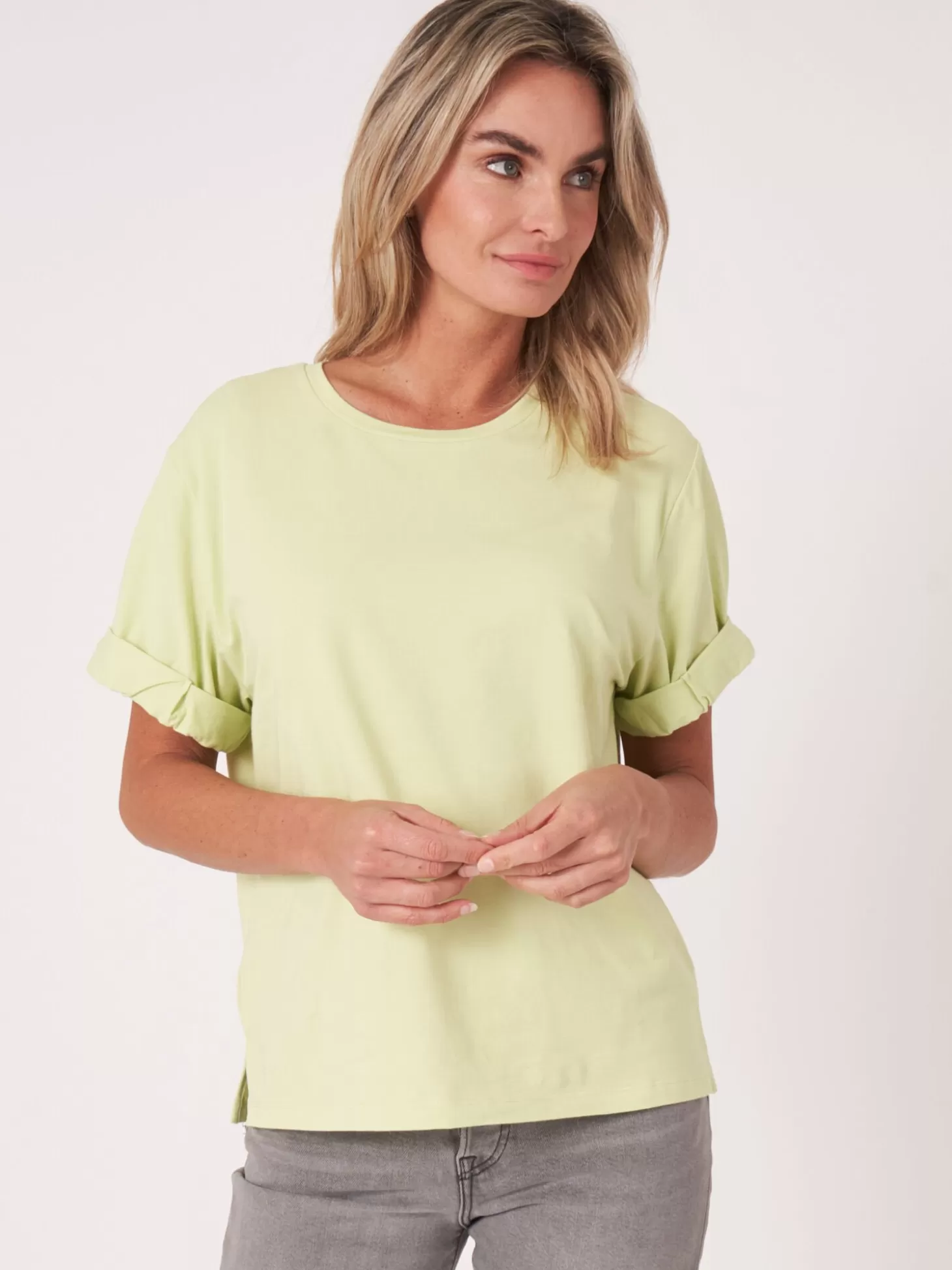 REPEAT cashmere T-Shirt Ample A Manches Retroussees Soda Best Sale