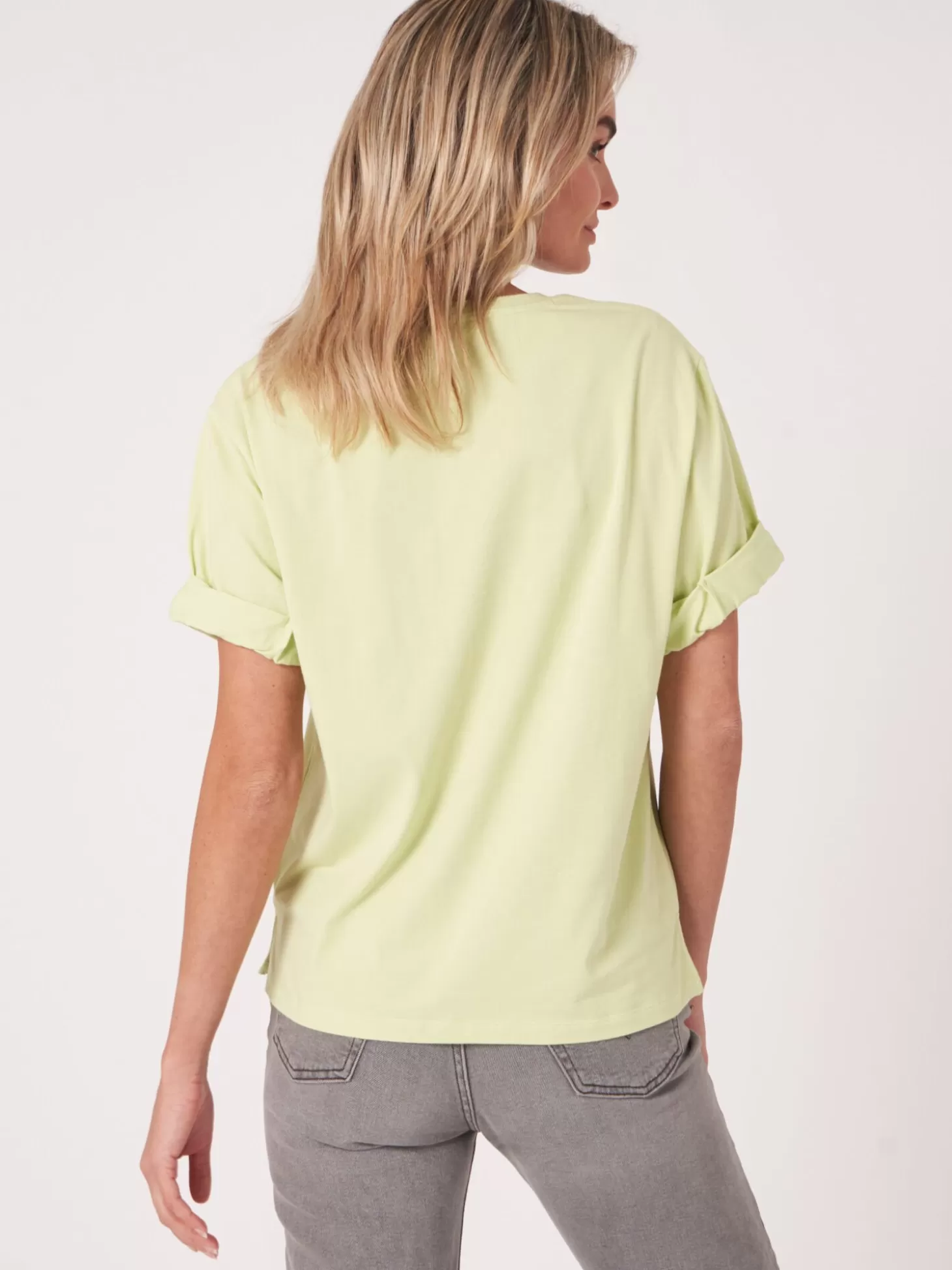 REPEAT cashmere T-Shirt Ample A Manches Retroussees Soda Best Sale