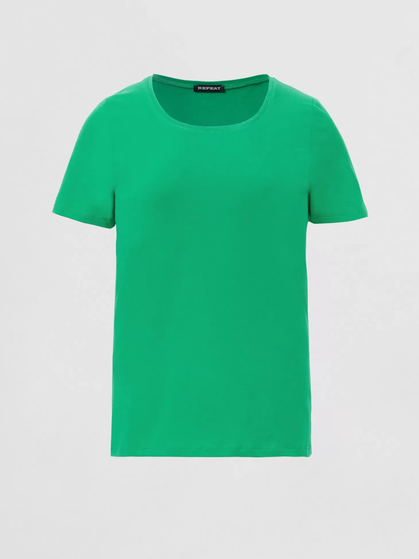 REPEAT cashmere T-Shirt Basique Femme En Coton A Col Rond Green Clearance