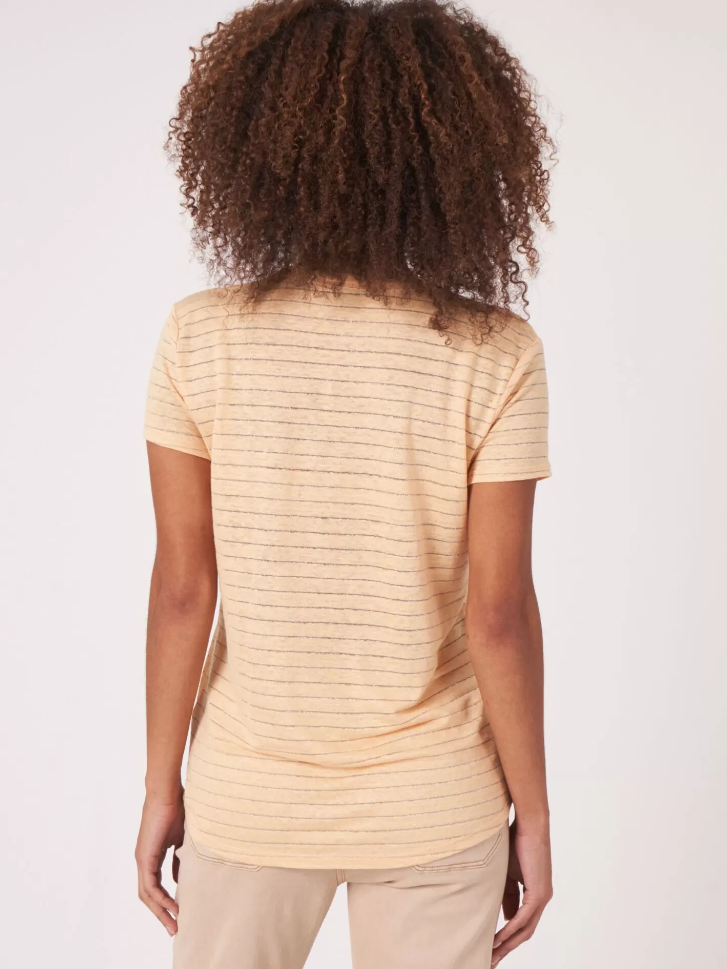 REPEAT cashmere T-Shirt En Lin Avec Rayures En Lurex Glow Best