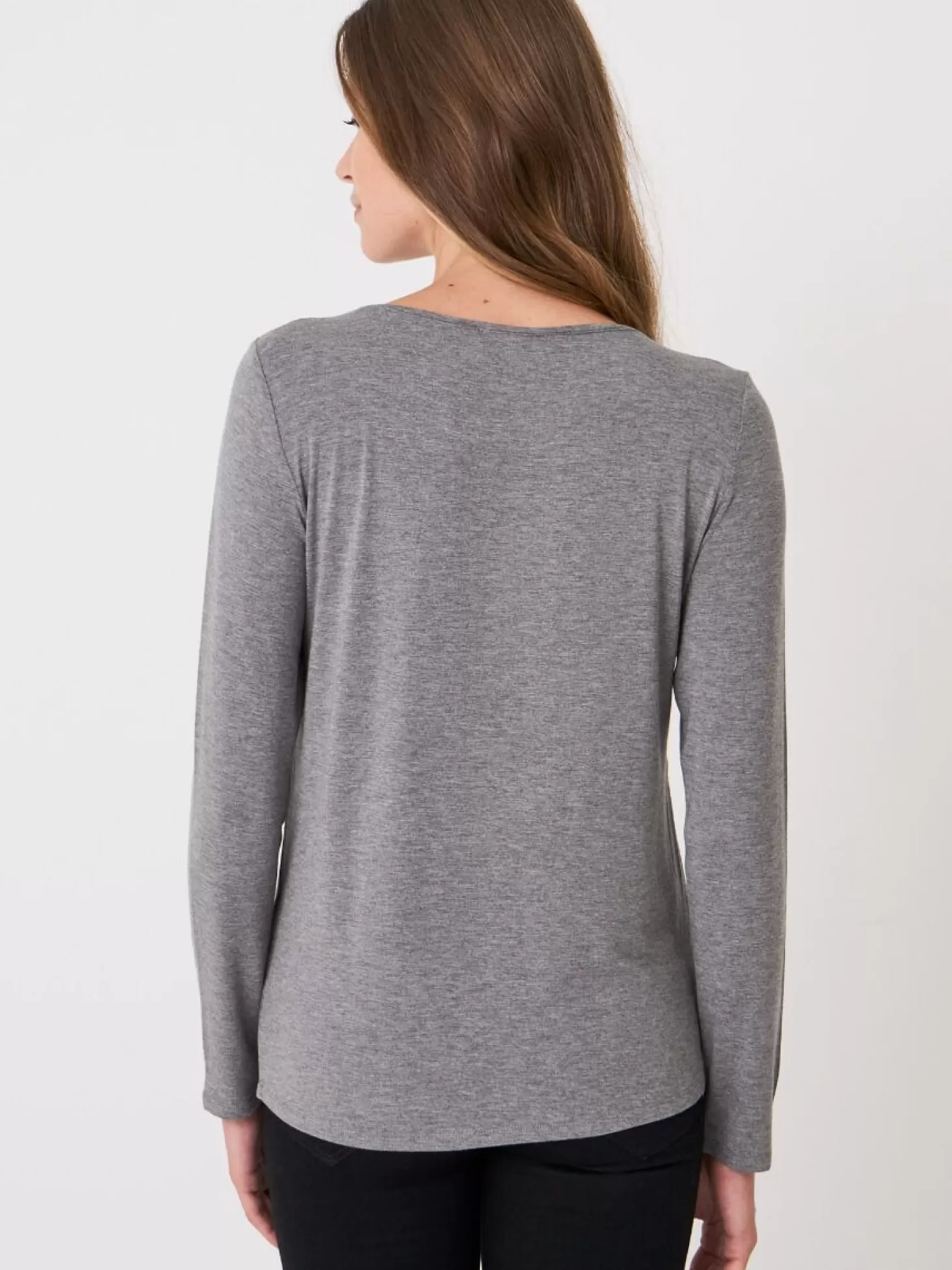 REPEAT cashmere T-Shirt Manches Longues Basique Med Grey Store