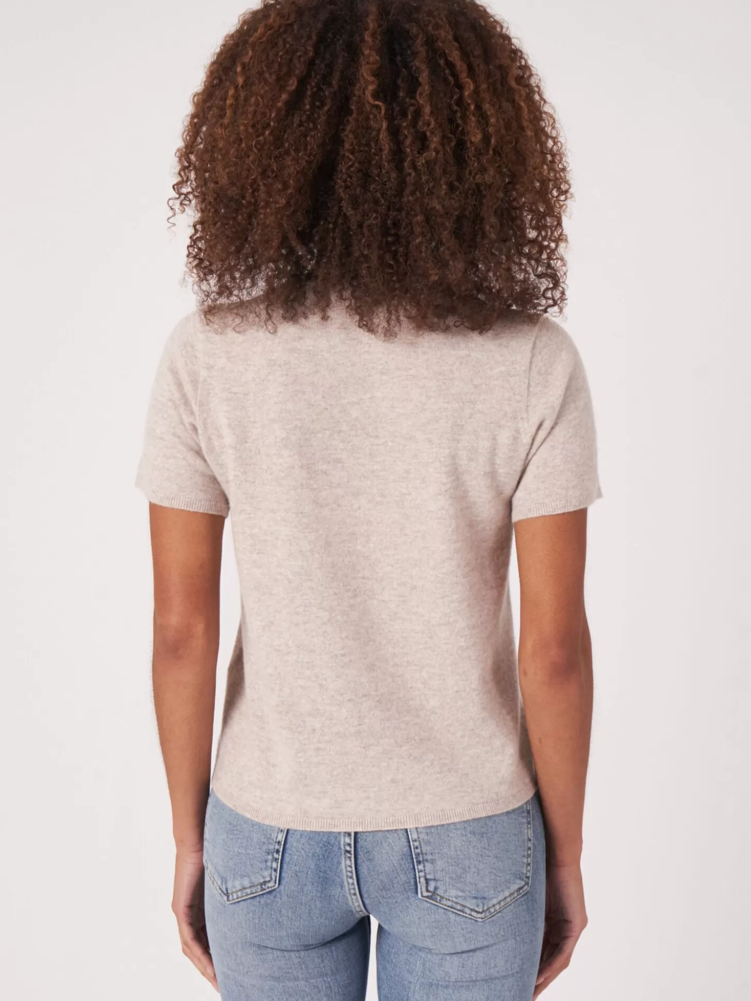 REPEAT cashmere T-Shirt Sans Coutures En Cachemire Biologique Beige Store