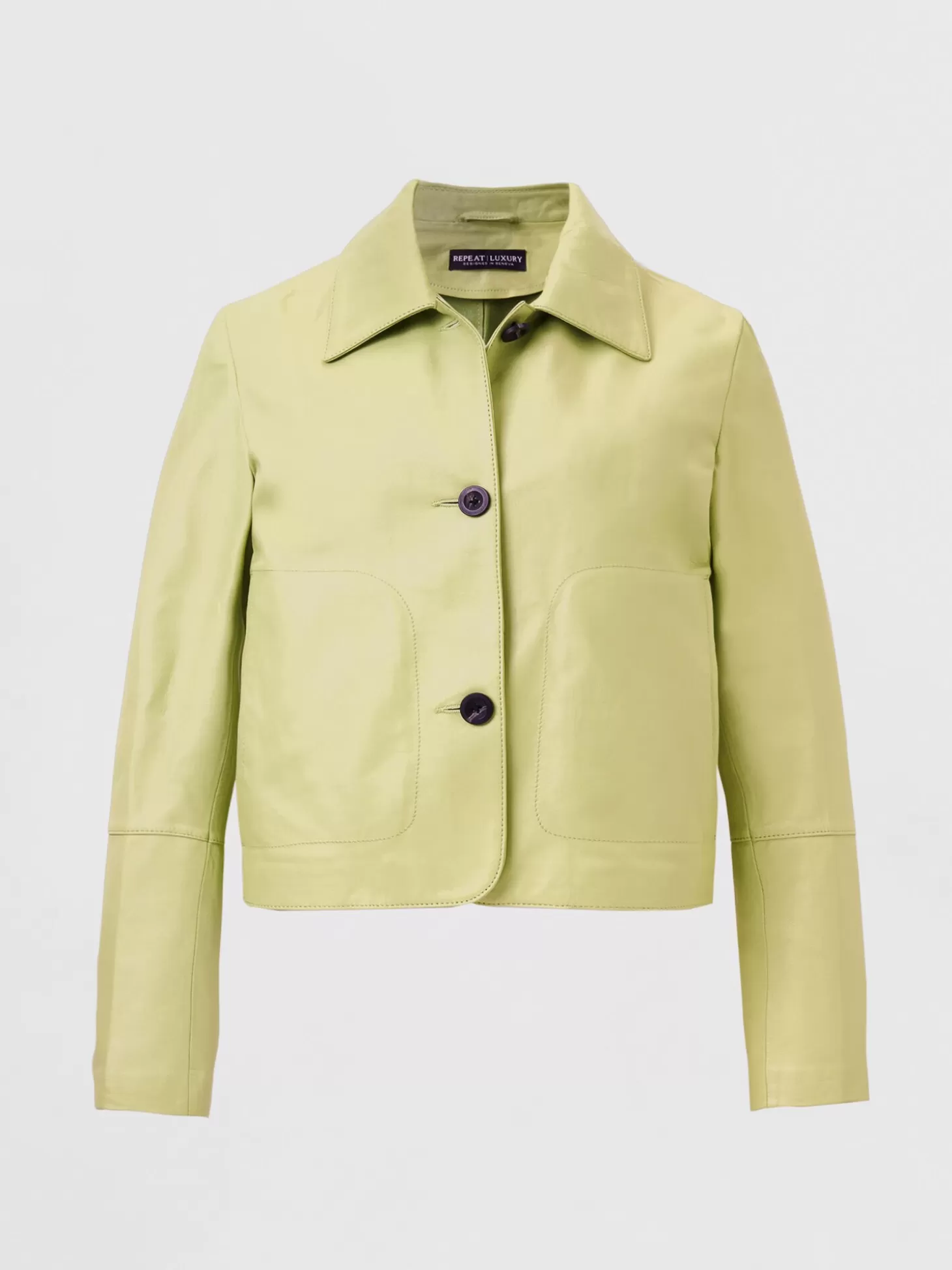 REPEAT cashmere Veste En Cuir Avec Boutons Jade Cheap