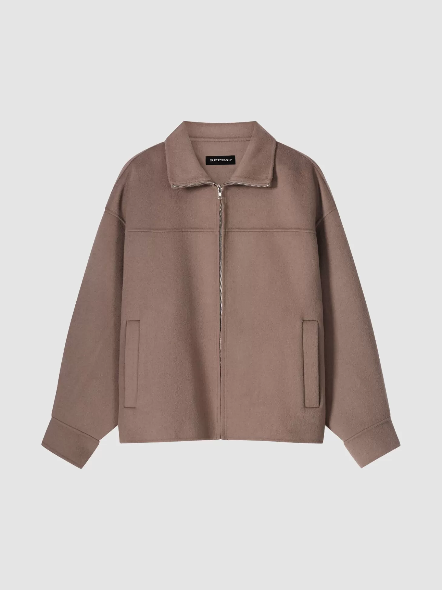 REPEAT cashmere Veste En Laine Melangee Avec Fermeture Eclair A Double Sens Truffle Fashion