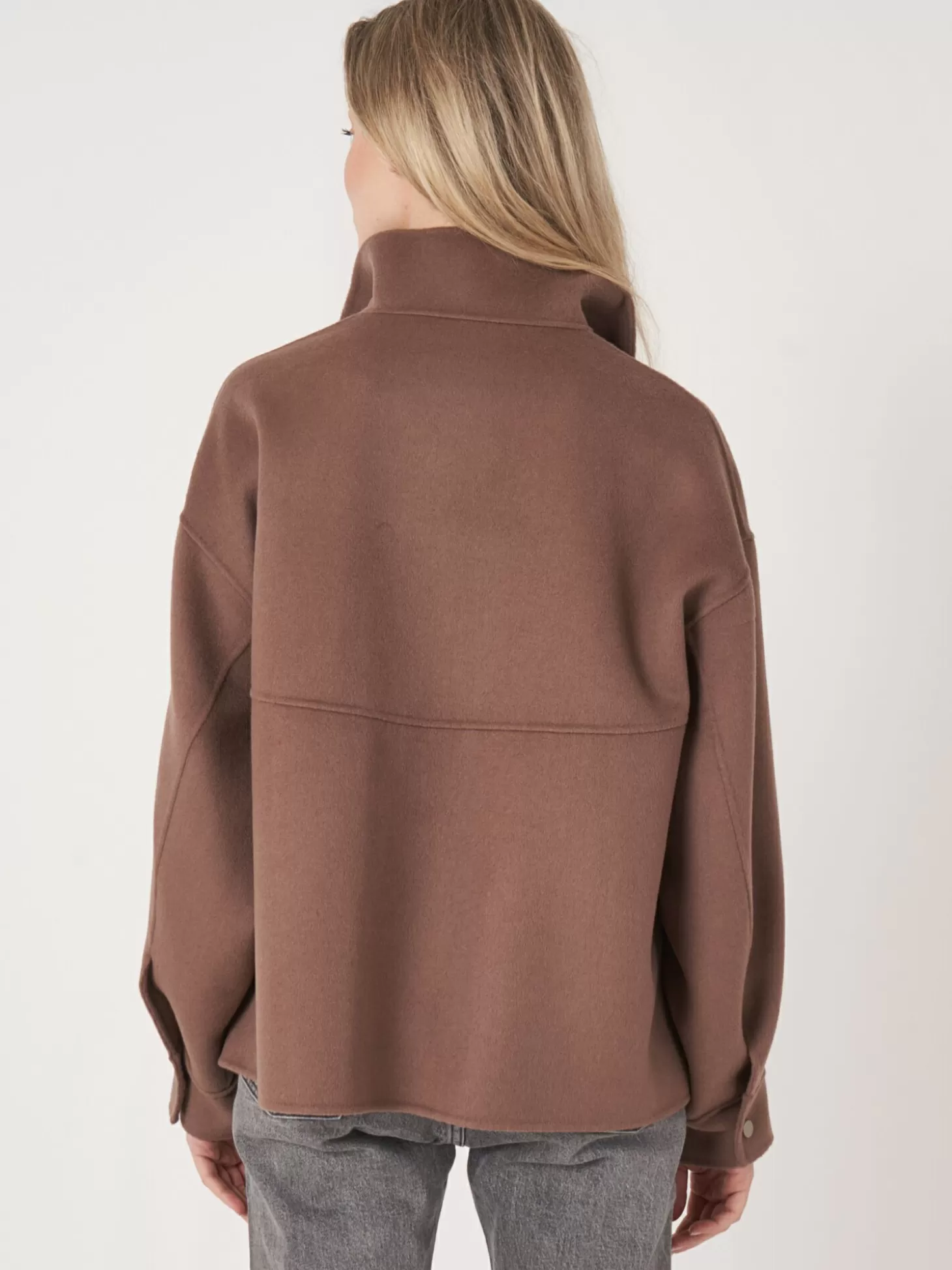 REPEAT cashmere Veste En Laine Melangee Avec Fermeture Eclair A Double Sens Truffle Fashion