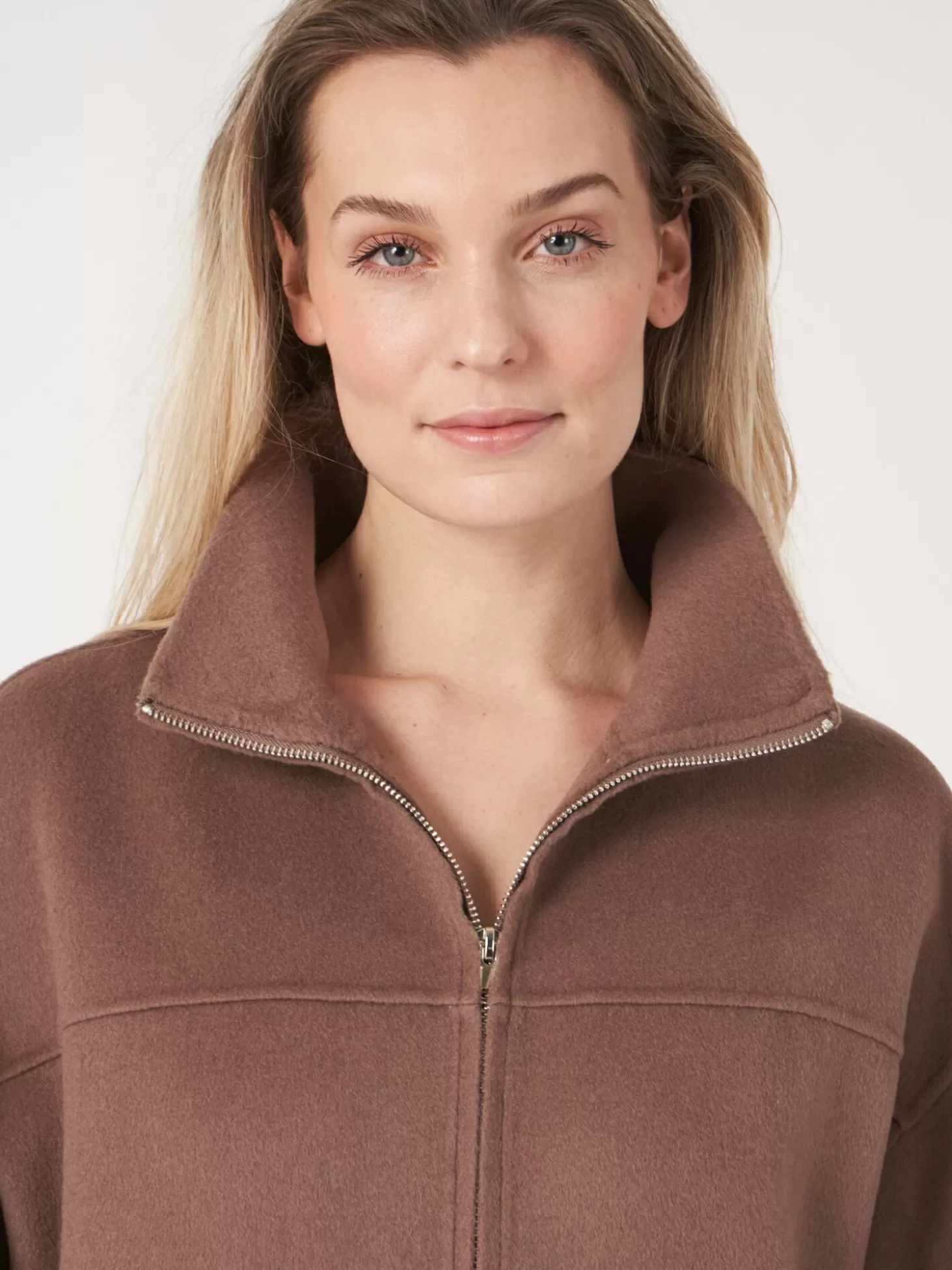 REPEAT cashmere Veste En Laine Melangee Avec Fermeture Eclair A Double Sens Truffle Fashion